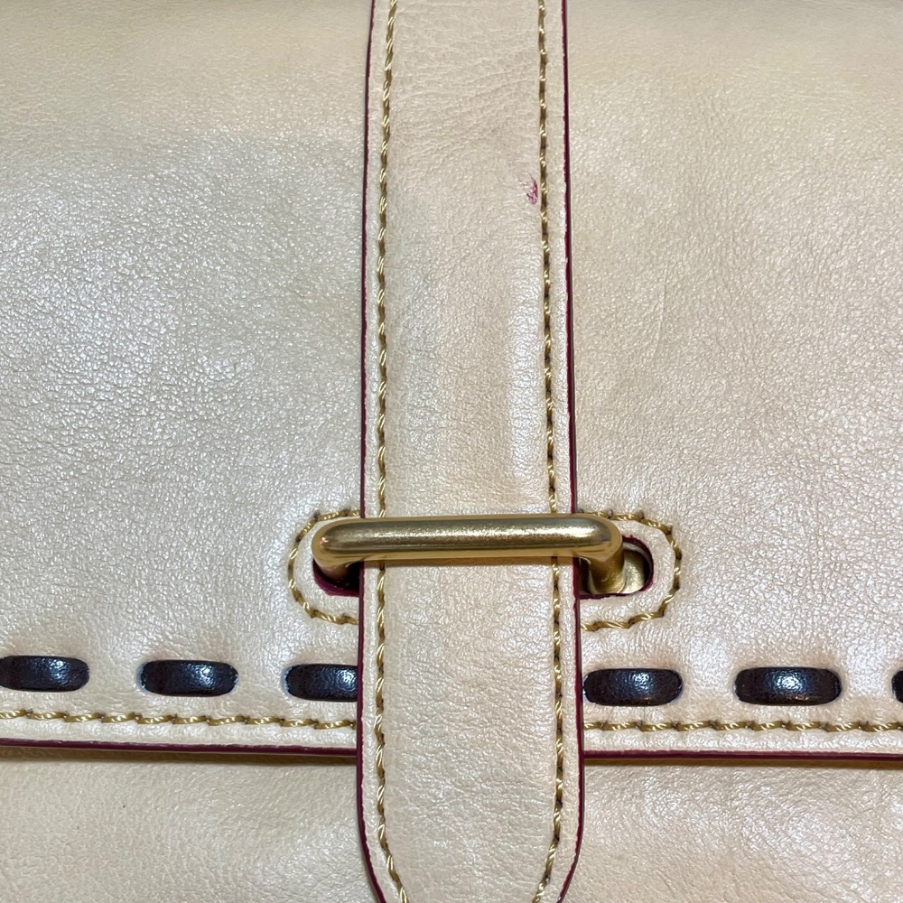 Vintage Dooney & Bourke Florentine Leather Cream Crossbody Binocular Purse - Picture 14 of 16